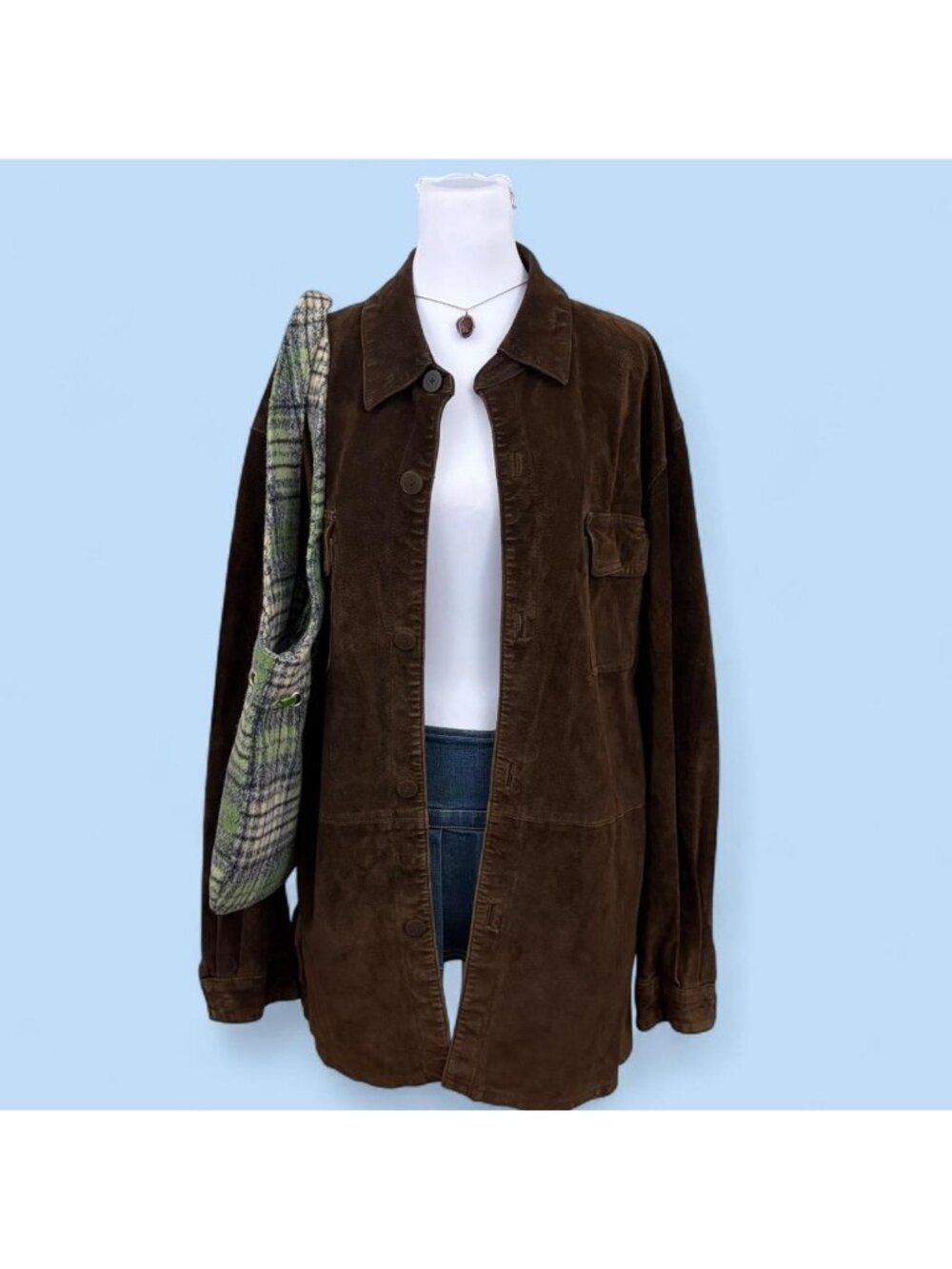 90s brown suede leather distressed western grunge shirt jacket